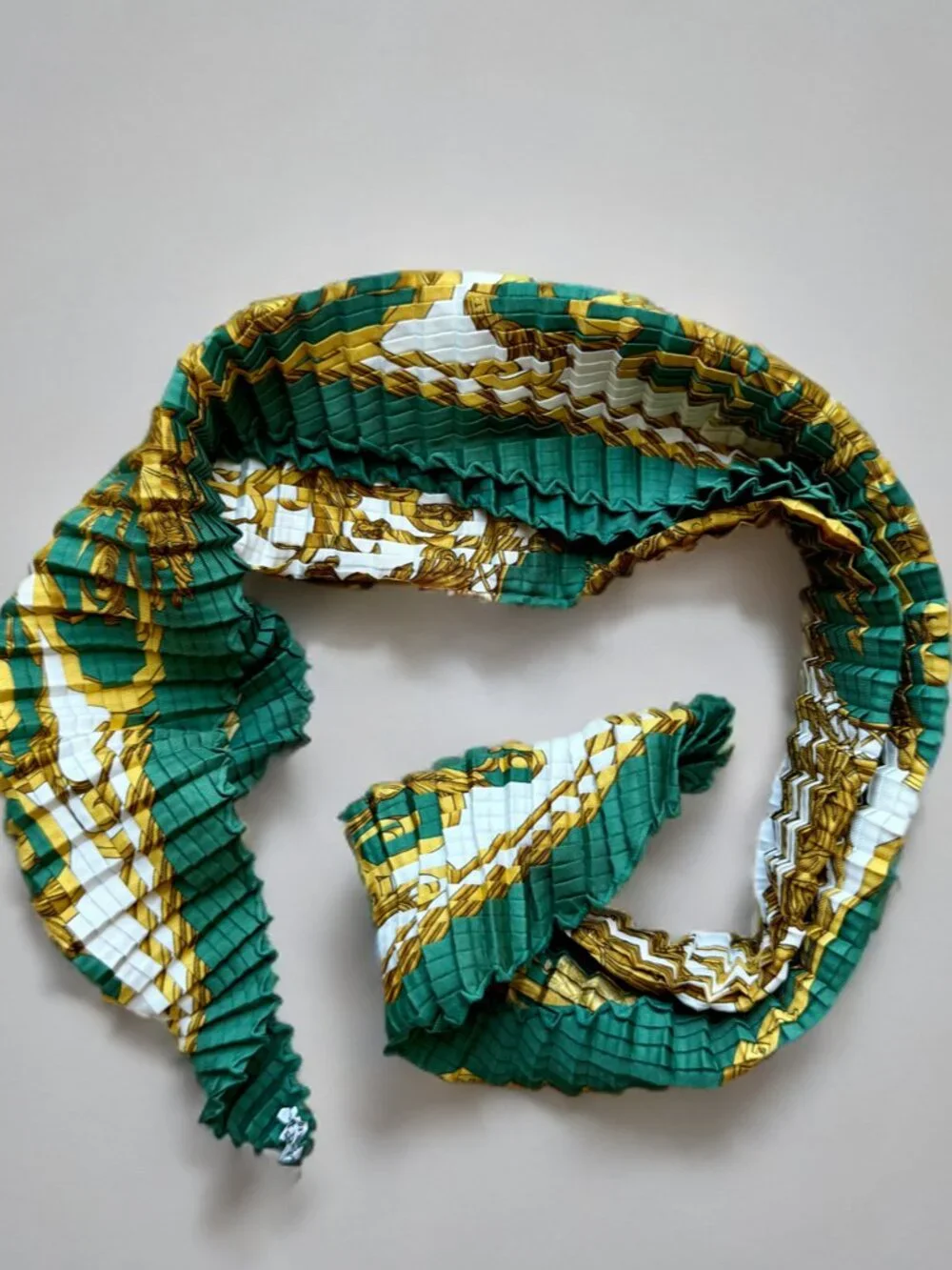 Hermes Green Les Tuileries Joachim Metz Mosaic Pleats Silk Scarf